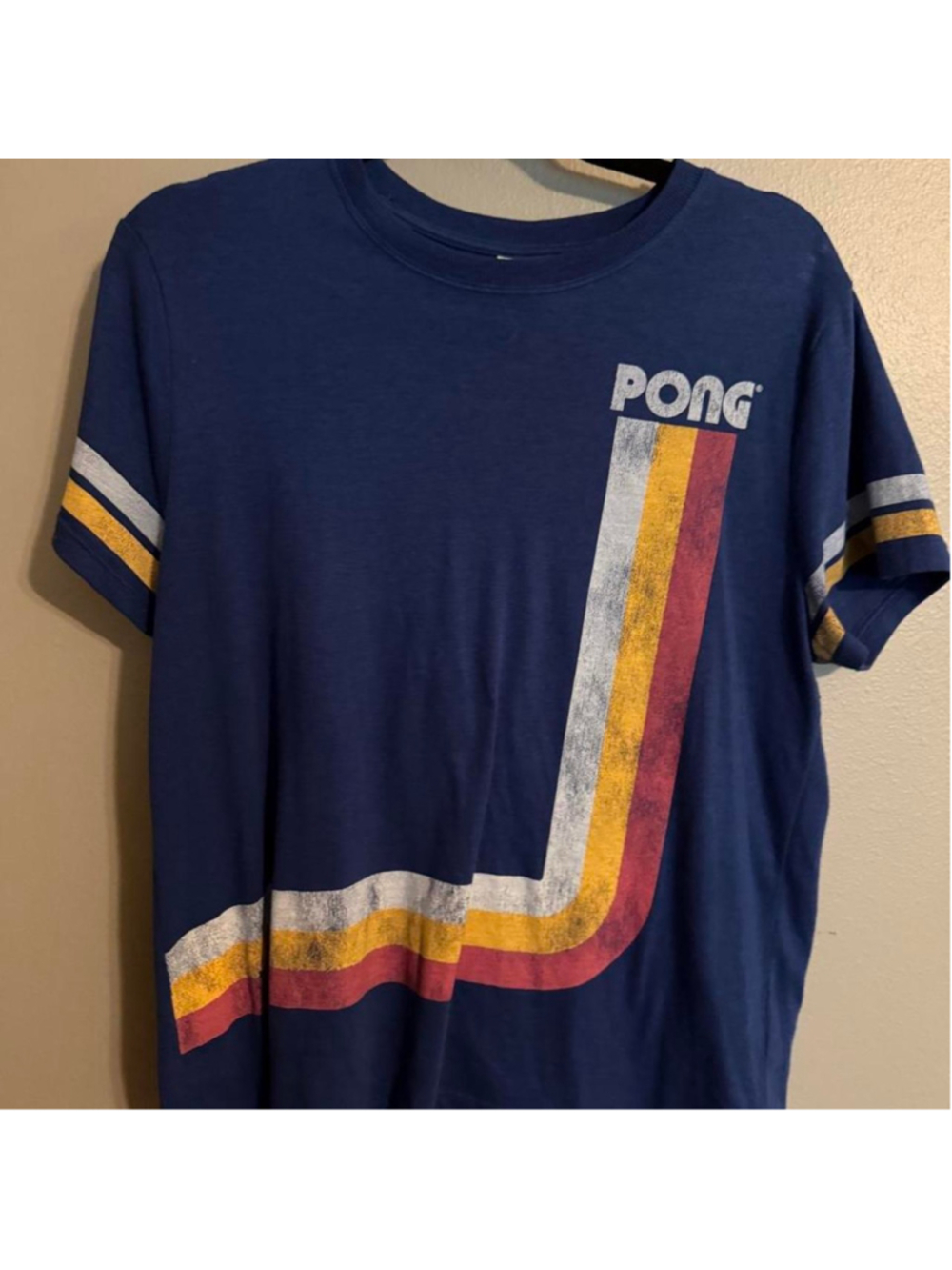 Junk Food PONG retro arcade graphic tee in blue